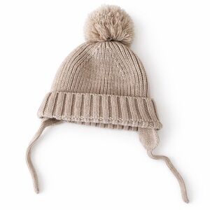 ZARA Baby Knit Pom Pom Hat | Neutral Beige | Cozy Winter